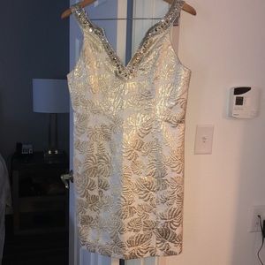 Lilly Pulitzer Gold&White  shift dress Size 10